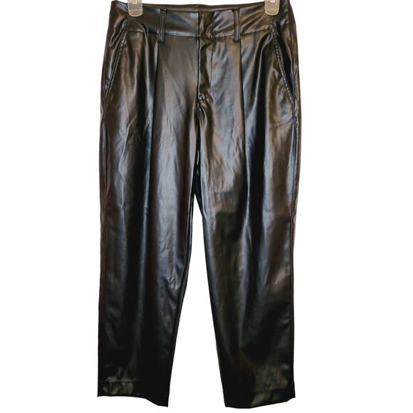 A New Day womens black Faux leather pleated wide leg trouser pants size 12 - Picture 1 of 12